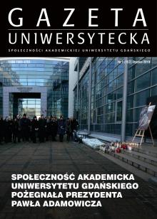 Okładka numeru Gazety Uniwersyteckiej z artykułem przygotowanym przez Muzeum Uniwersytetu Gdańskiego